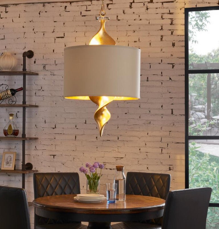 Twister Shade 31" H Gold Foil Finish Pendant Lamp chandeliers| Crestview