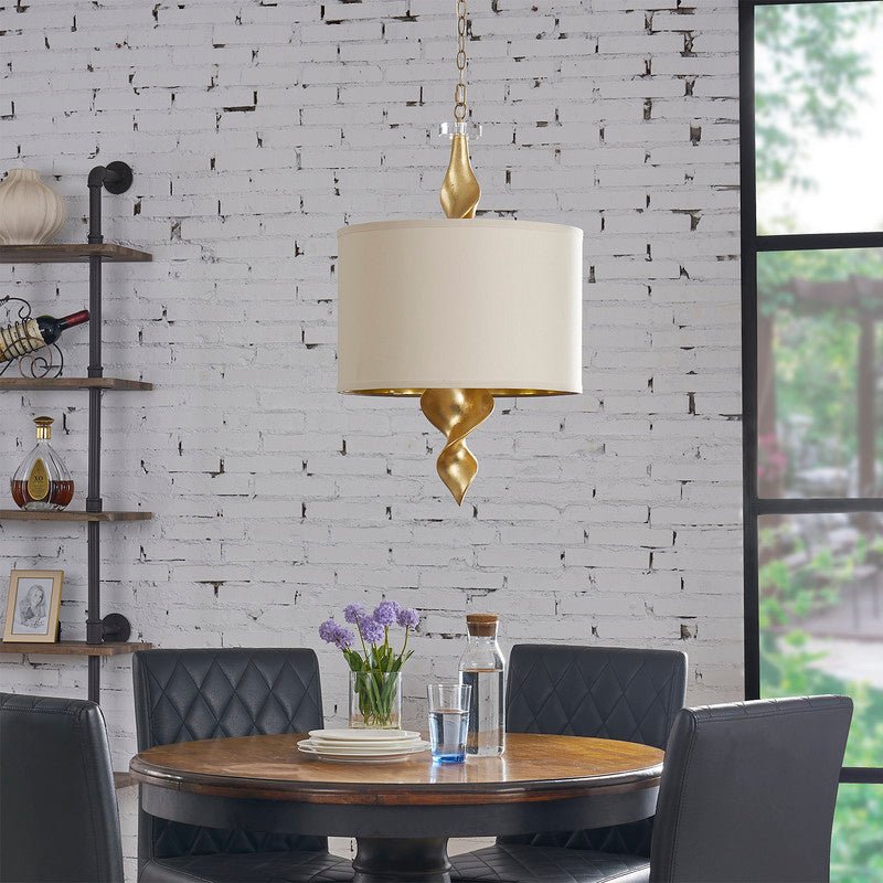 Twister Shade 31" H Gold Foil Finish Pendant Lamp chandeliers| Crestview