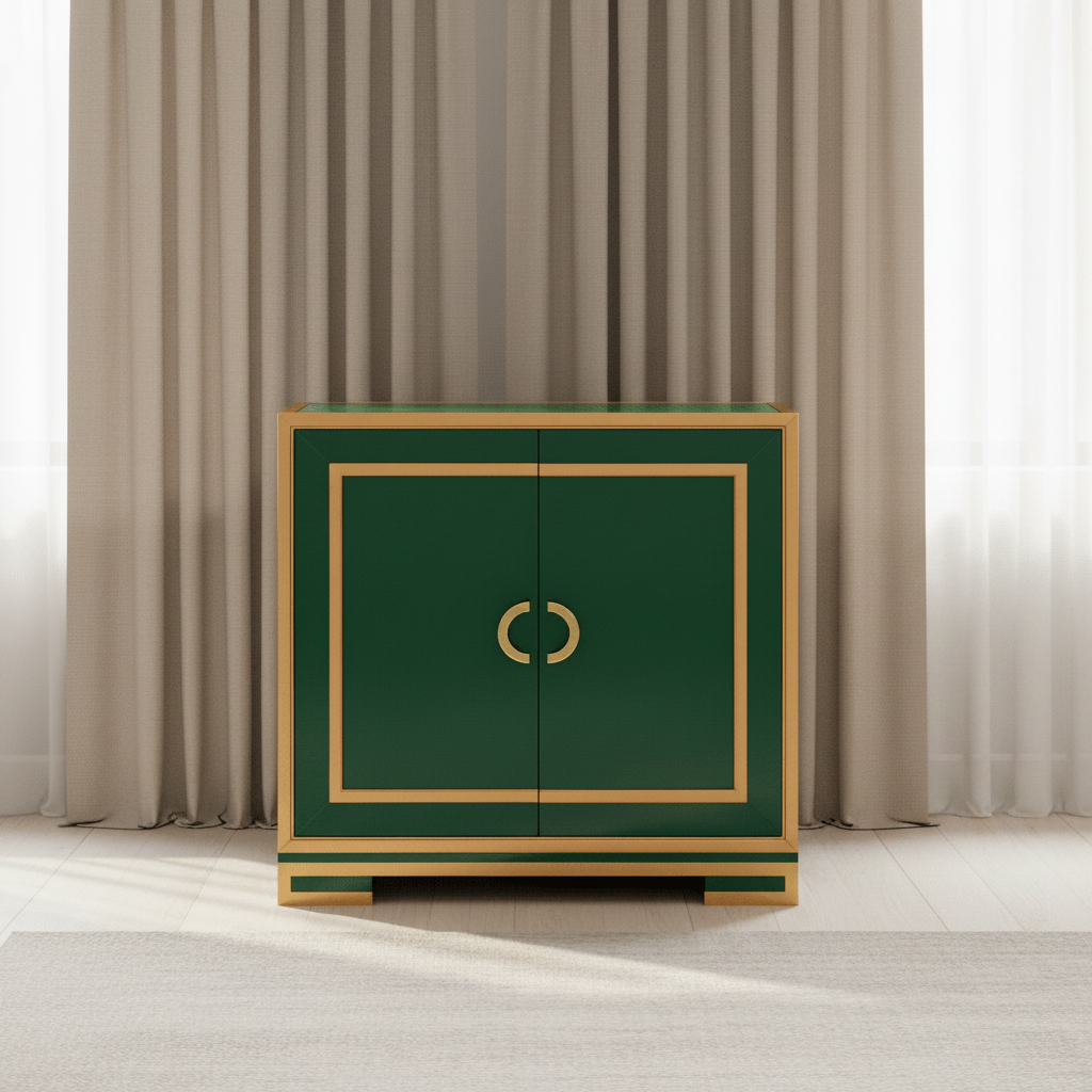 Two Door Emerald & Gold Glass Chest Cabinets & Chests| Hooker