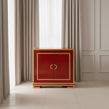Two Door Wine & Gold Glass Chest