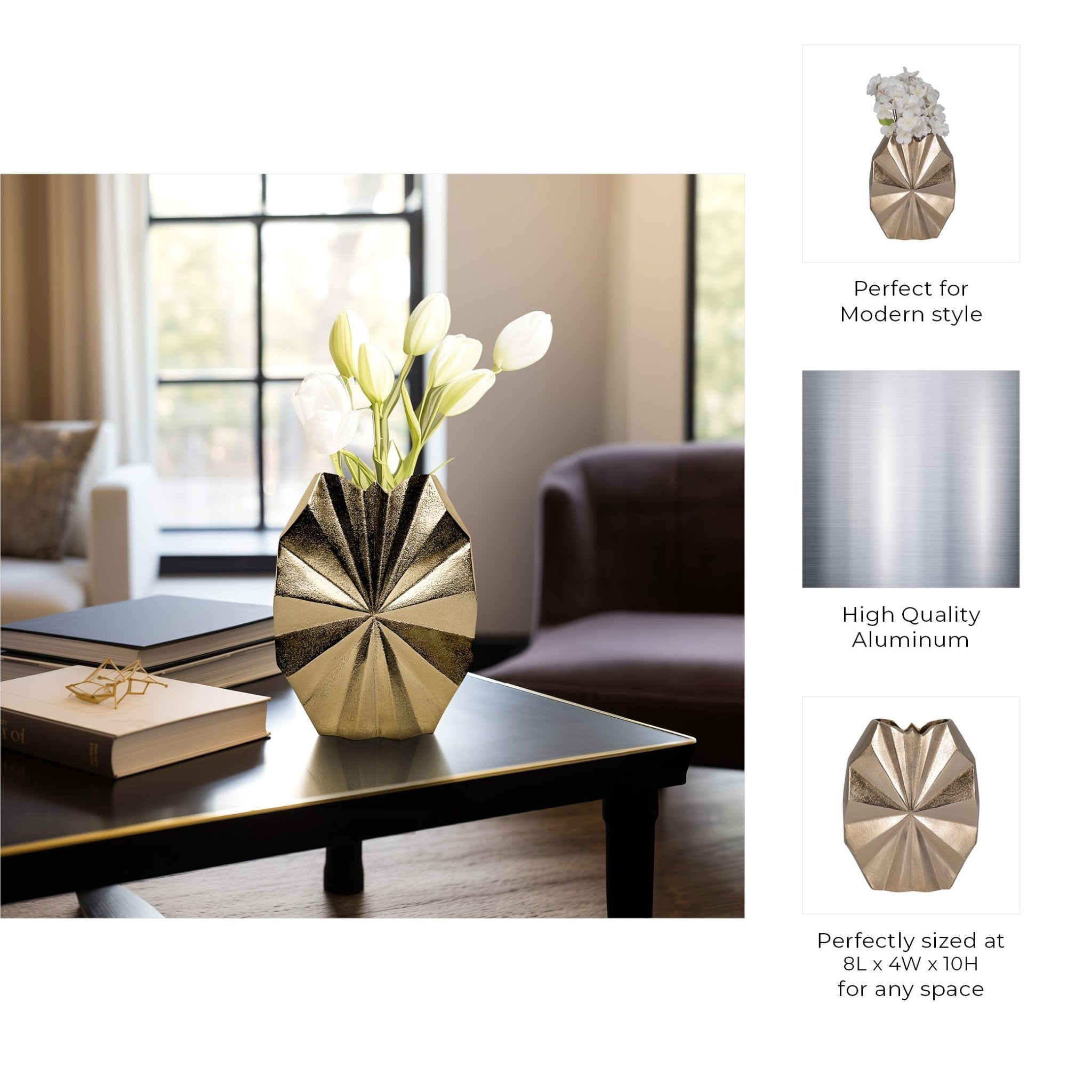 Udine Small Metal Vase, Gold/Black Vases and Jars| Sagebrook Home