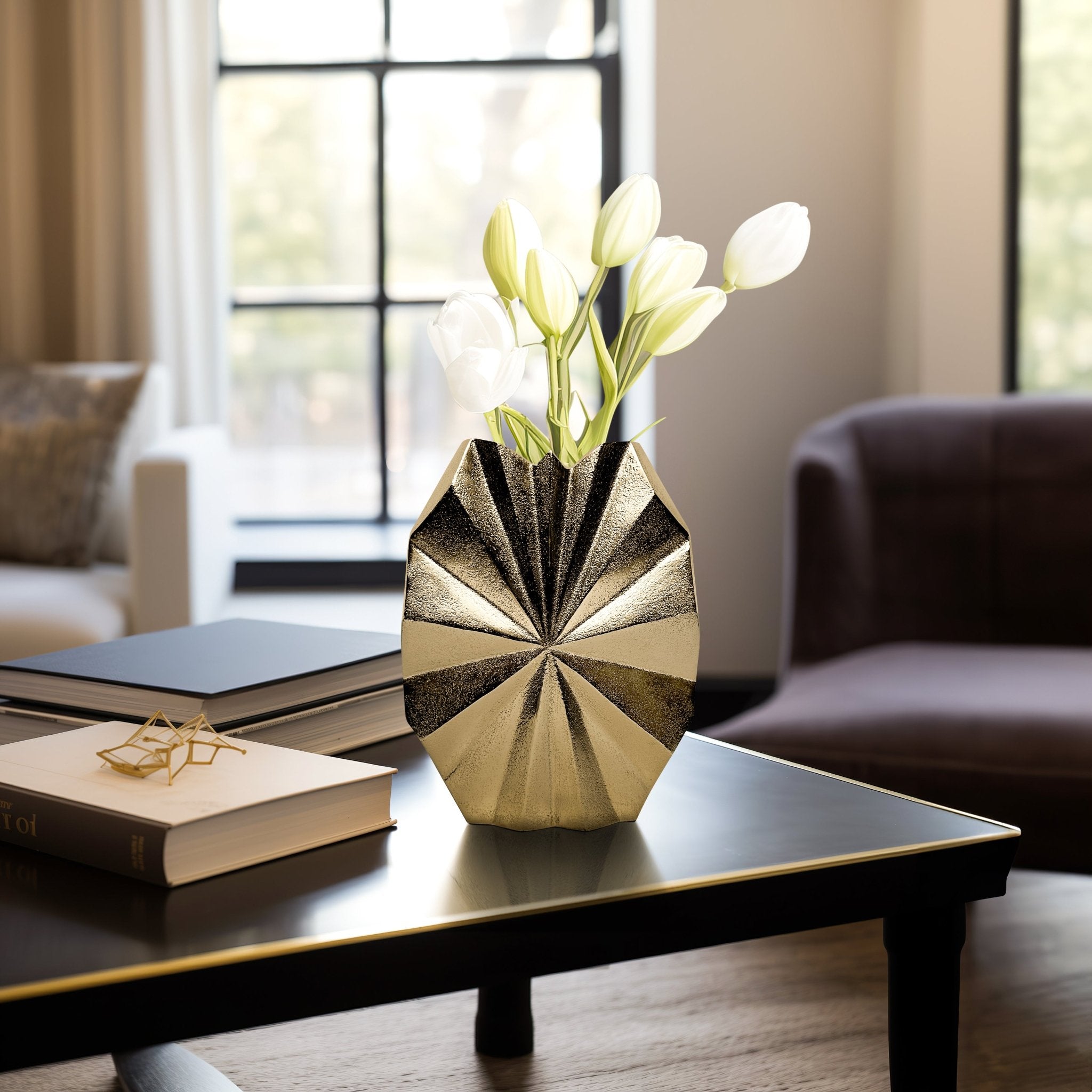 Udine Small Metal Vase, Gold/Black Vases and Jars| Sagebrook Home