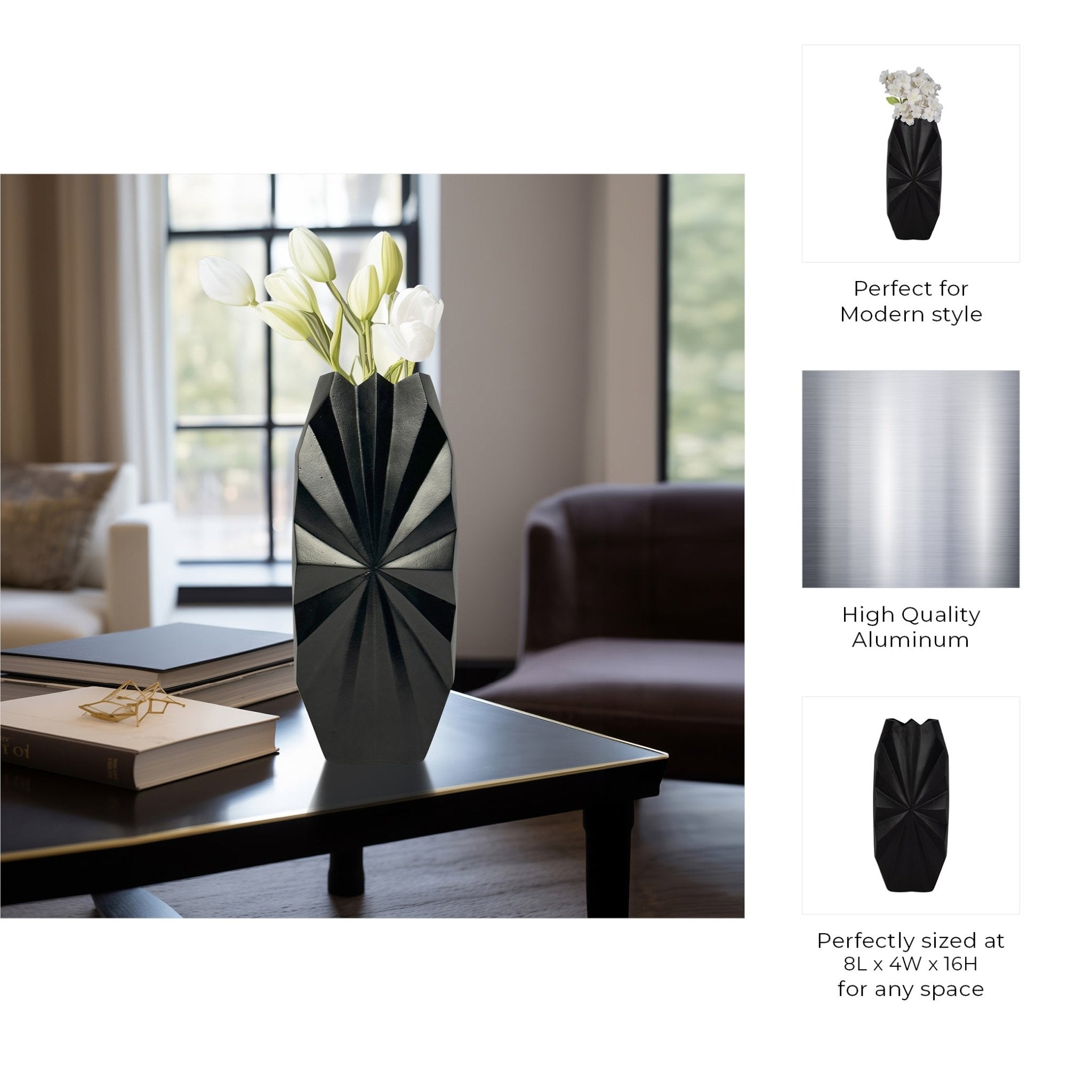 Udine Small Metal Vase, Gold/Black Vases and Jars| Sagebrook Home