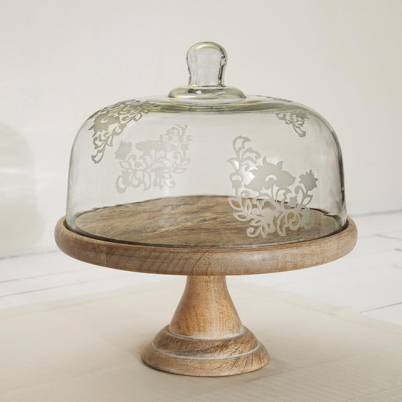 Upper Crust Glass Cloche With Wooden Base - Al Rugaib Furniture