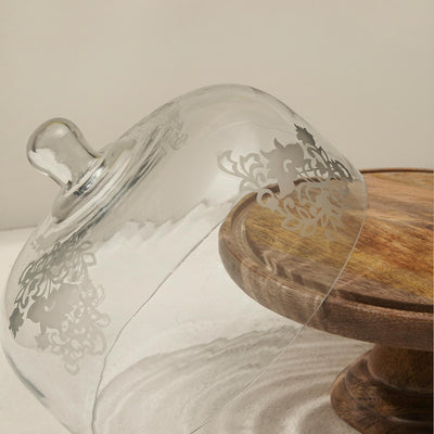 Upper Crust Glass Cloche With Wooden Base - Al Rugaib Furniture