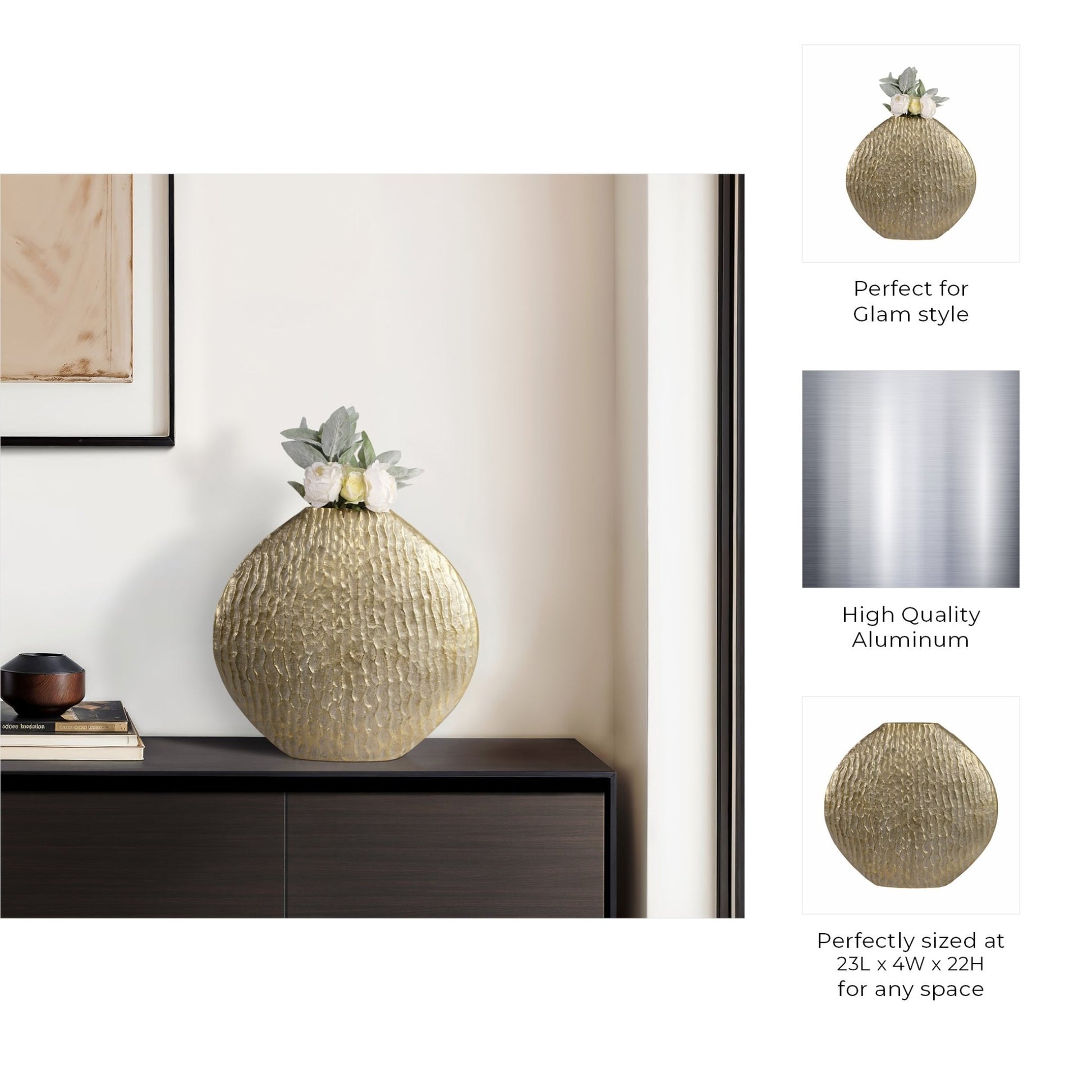 Utica Metal Vase, Gold Vases and Jars| Sagebrook Home