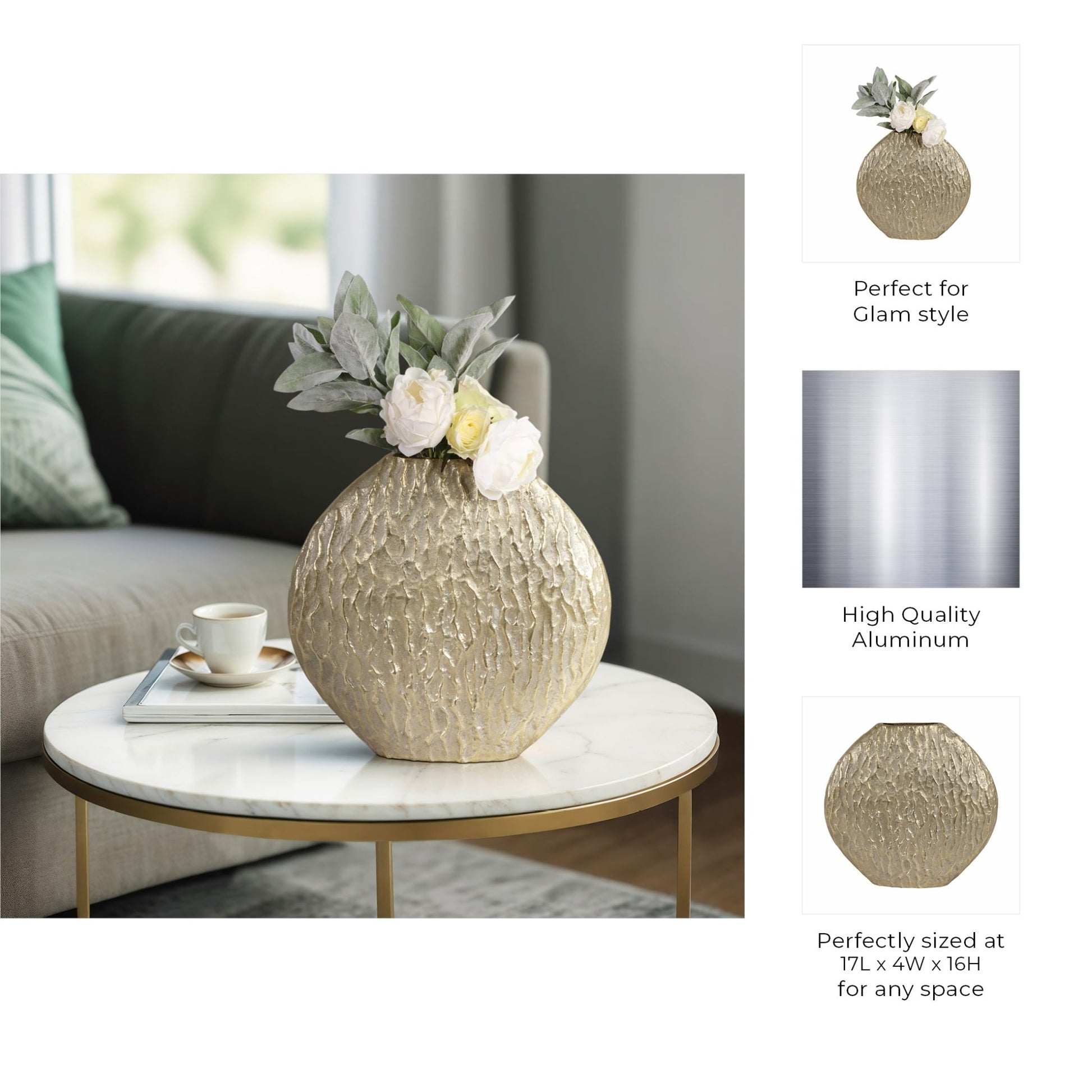 Utica Metal Vase, Gold Vases and Jars| Sagebrook Home