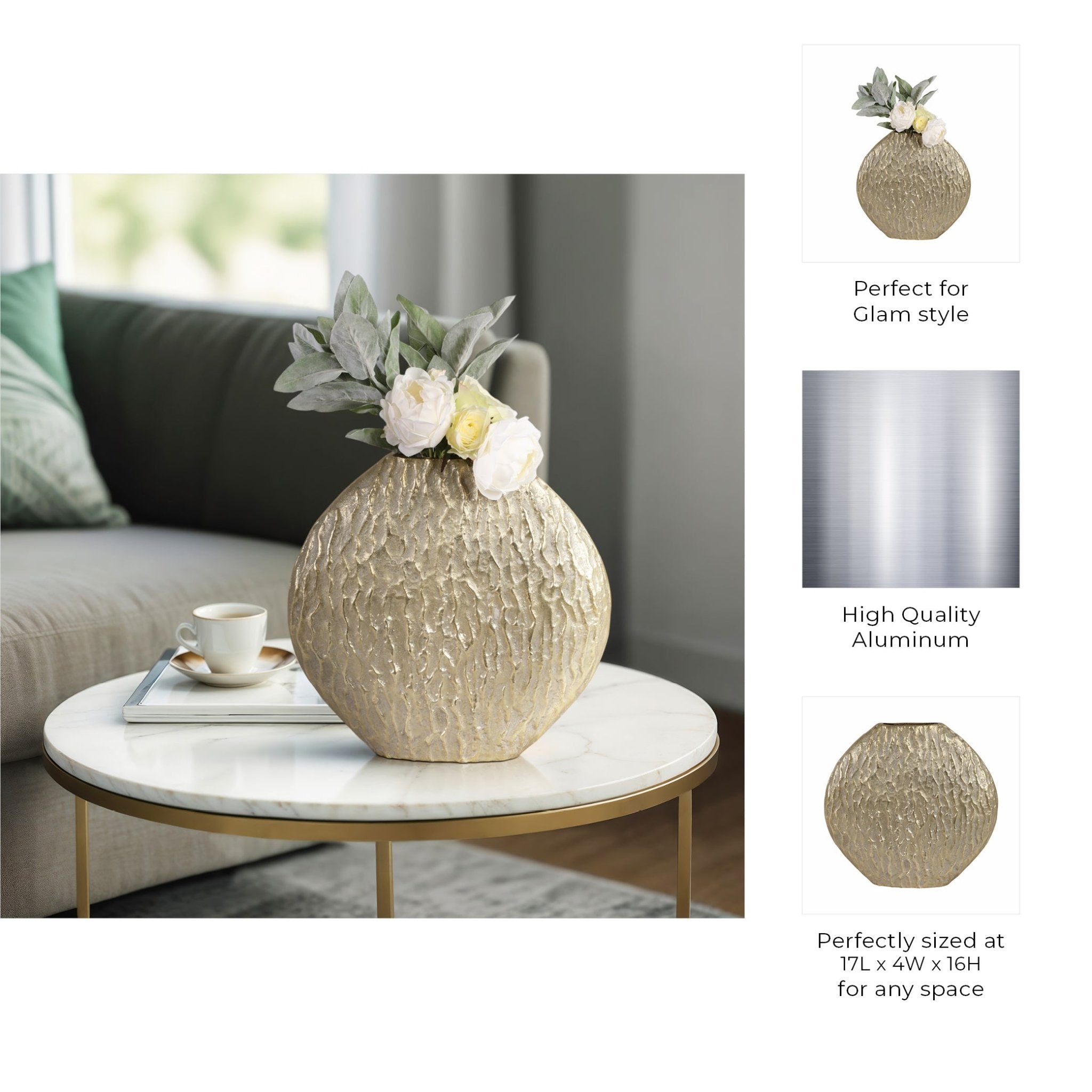 Utica Metal Vase, Gold Vases and Jars| Sagebrook Home