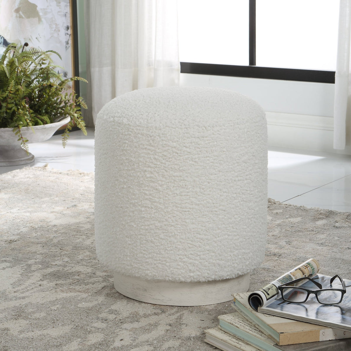 Uttermost Avila White Ottoman Table Decors| Uttermost