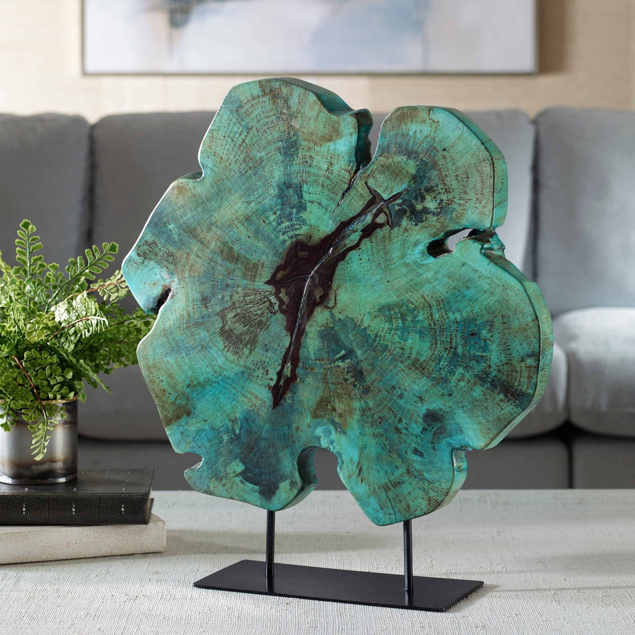 Uttermost Bahati Wood Blue Sculpture Table Decors| Uttermost