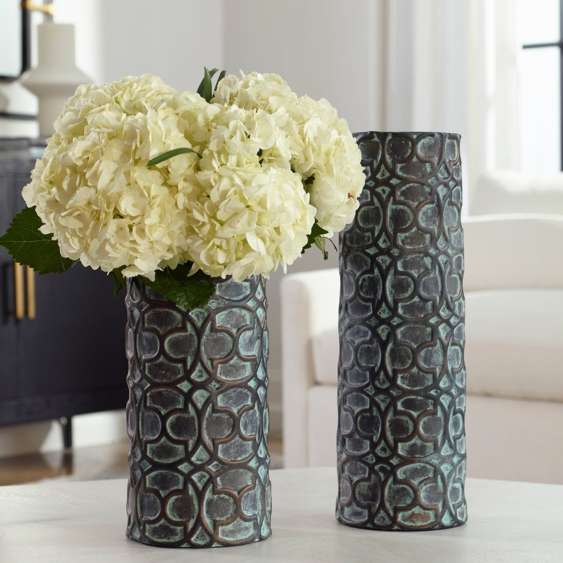 Uttermost Baltra Bronze Patina Vases, S/2 Table Decors| Uttermost
