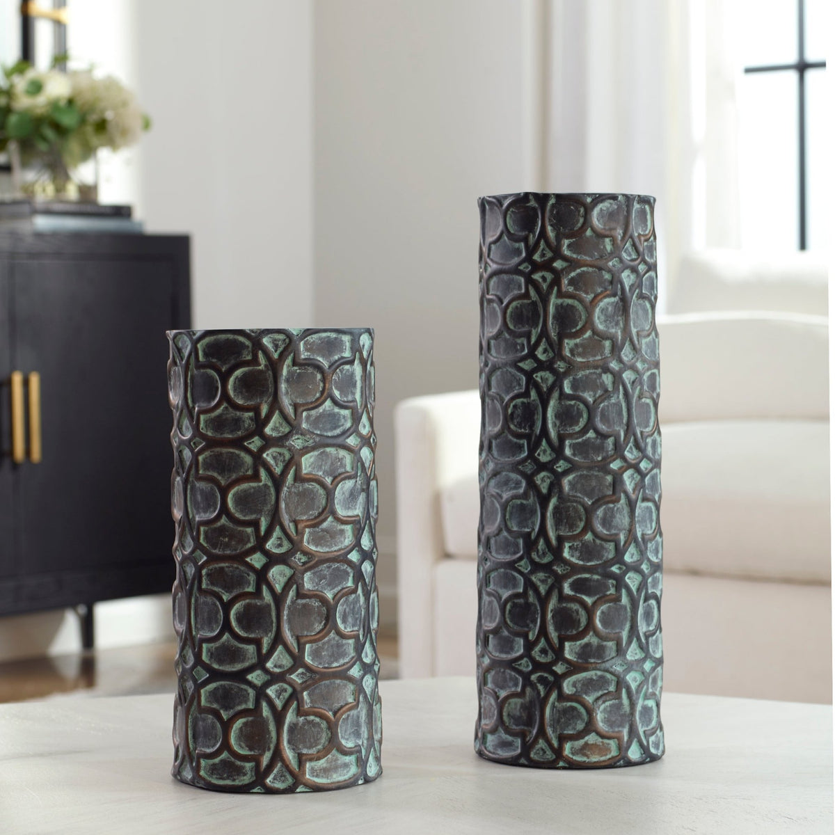 Uttermost Baltra Bronze Patina Vases, S/2 Table Decors| Uttermost