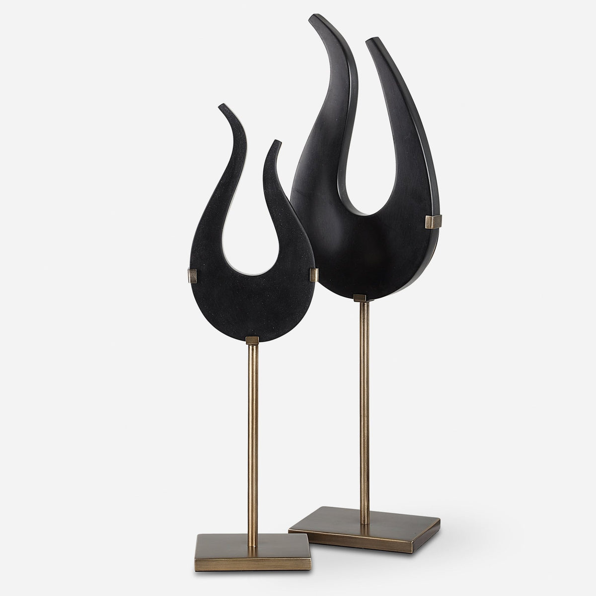 Uttermost Black Flame Sculptures, S/2 Table Decors| Uttermost