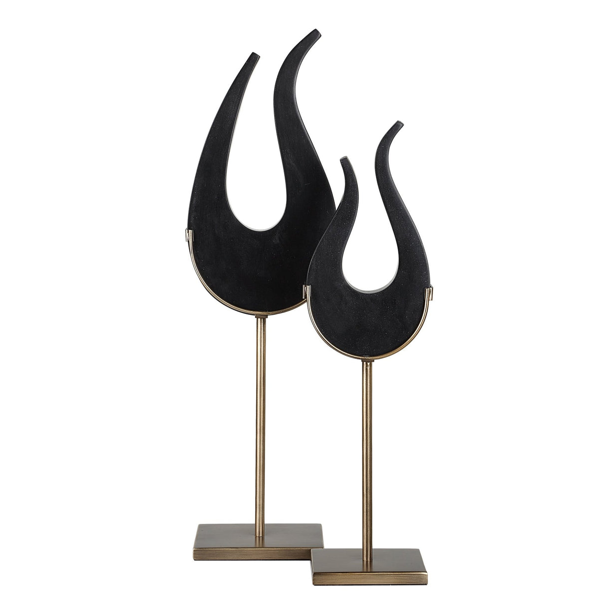 Uttermost Black Flame Sculptures, S/2 Table Decors| Uttermost
