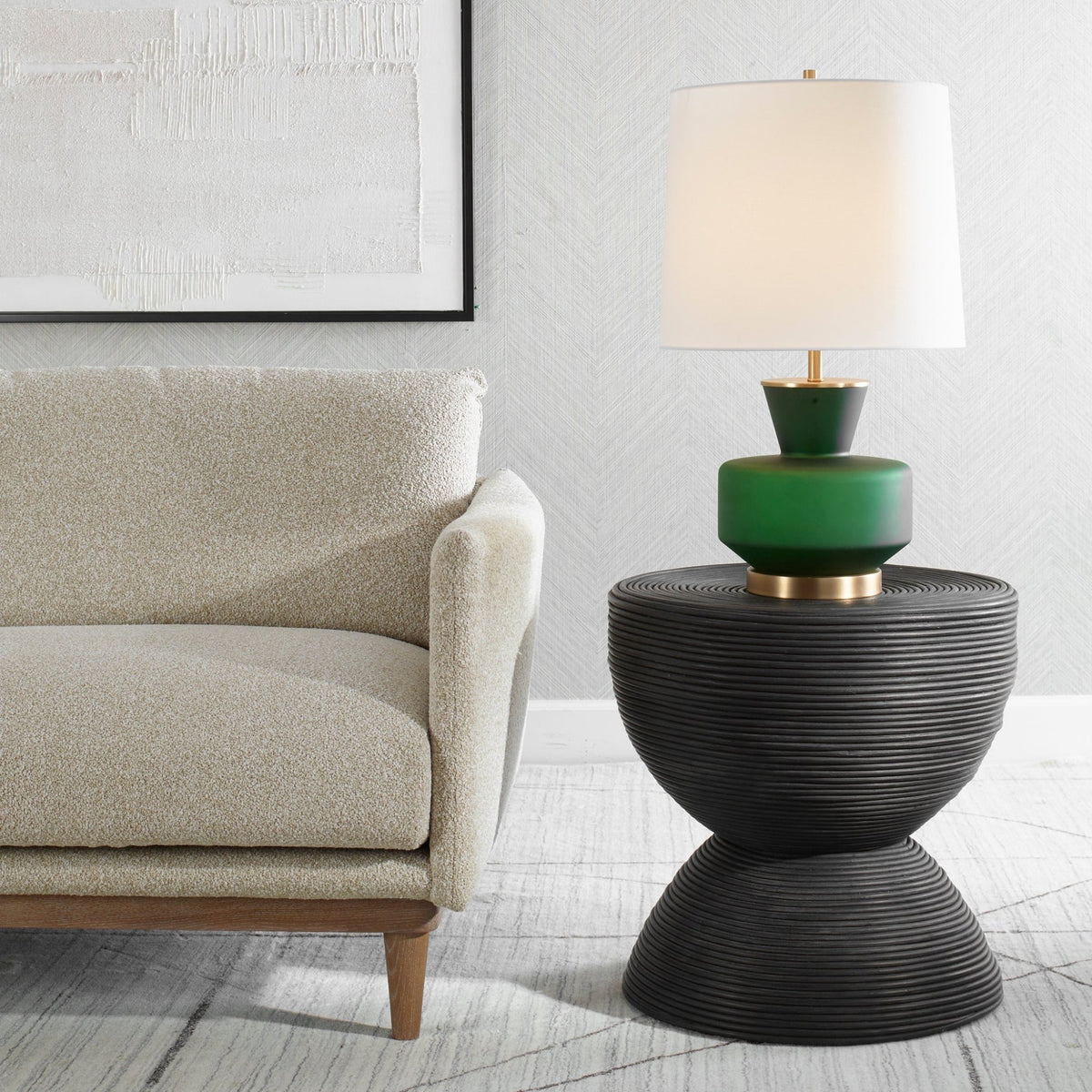 Uttermost Bongo Black Rattan Side Table Accent & End Tables| Uttermost