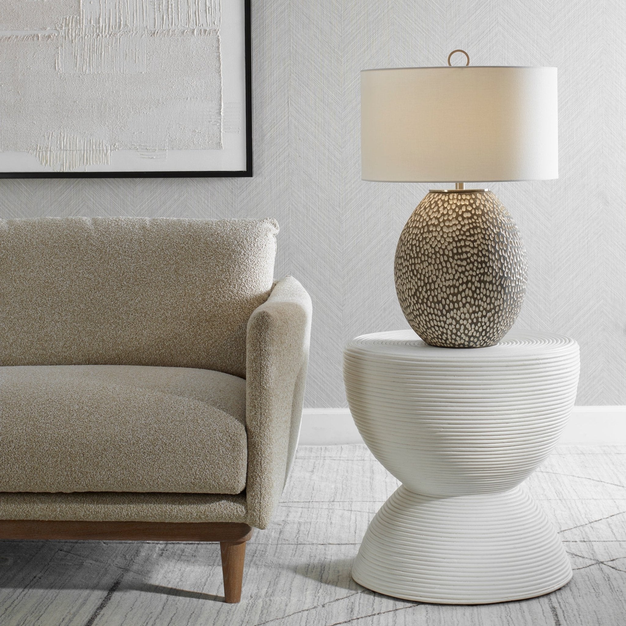 Uttermost Bongo White Rattan Side Table Table Decors| Uttermost
