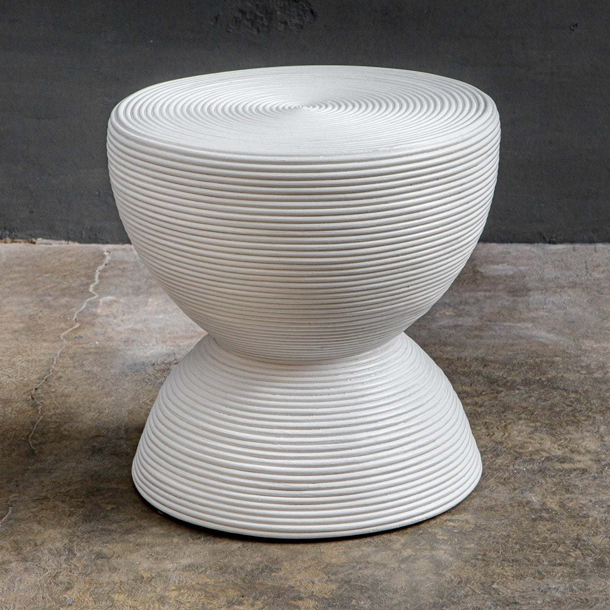 Uttermost Bongo White Rattan Side Table Table Decors| Uttermost