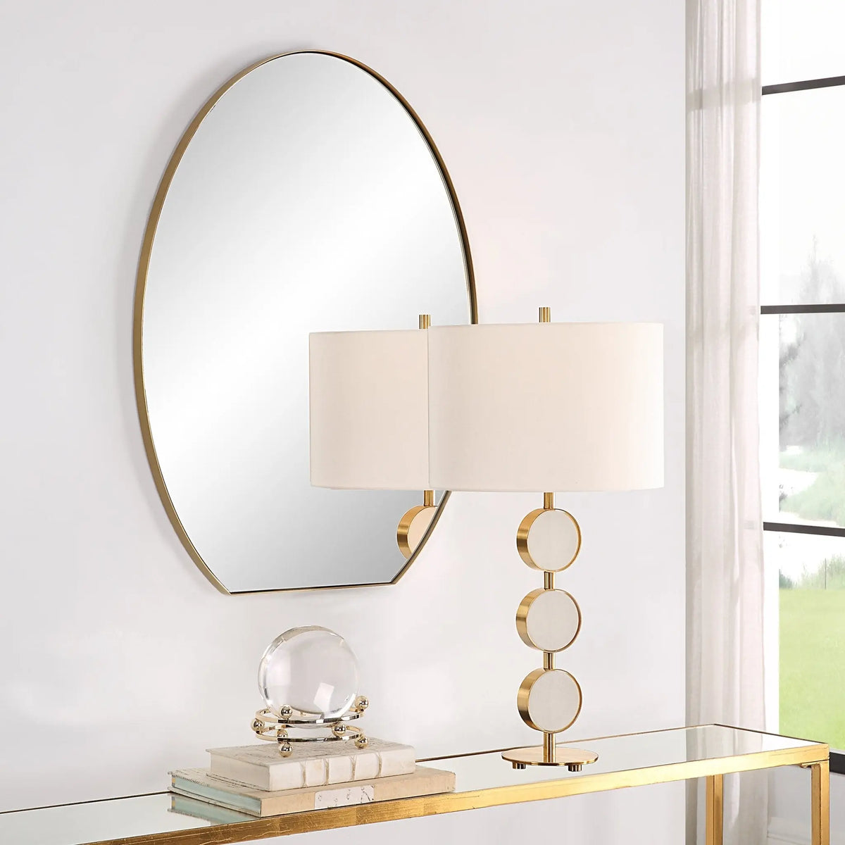 Uttermost Cabell Brass Oval Mirror Mirrors| Uttermost