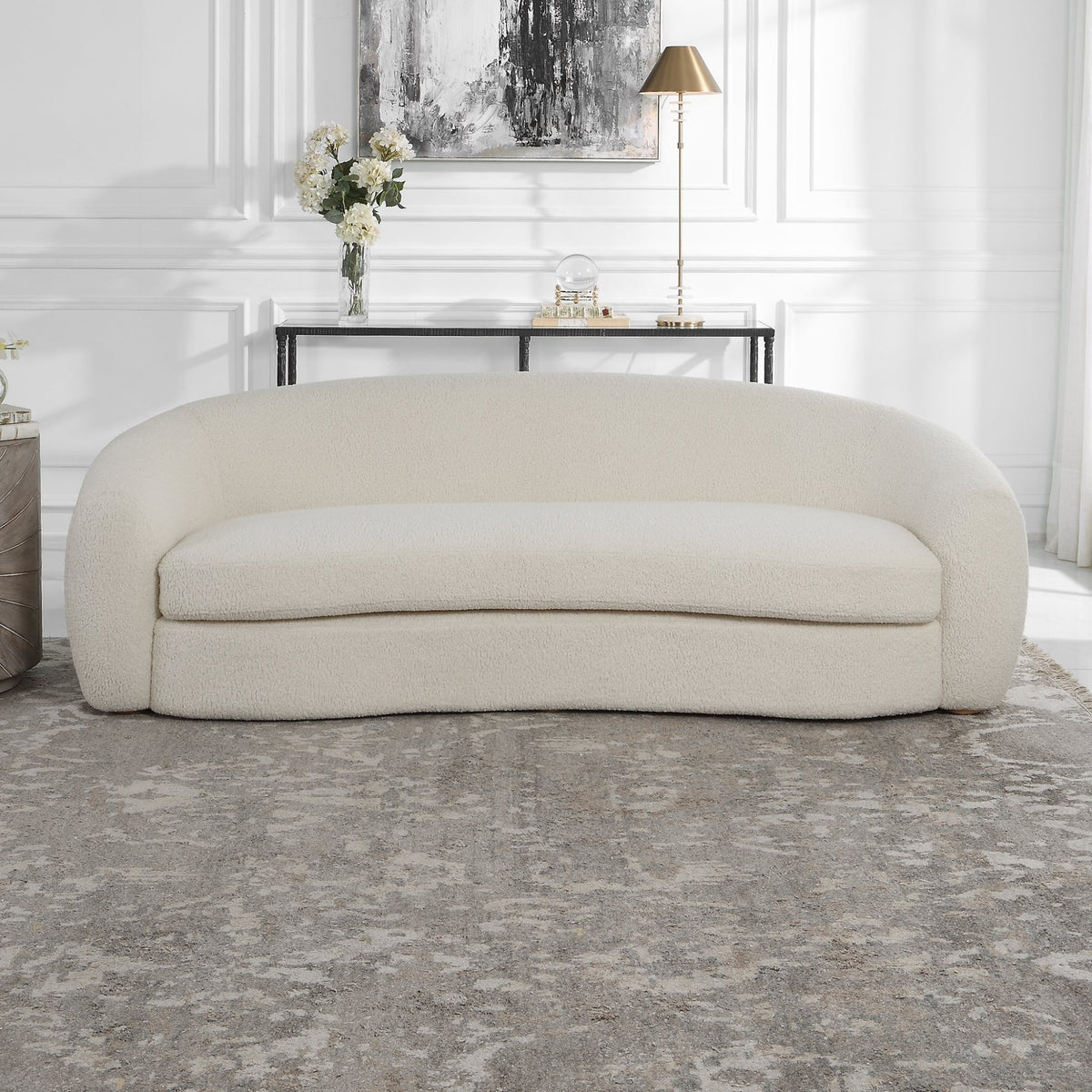 Uttermost Capra Art Deco White Sofa Table Decors| Uttermost