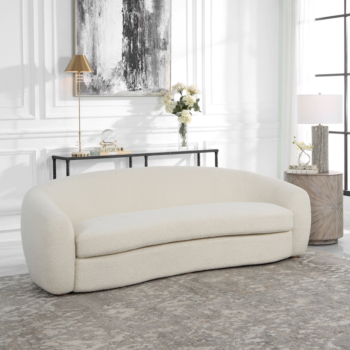 Uttermost Capra Art Deco White Sofa Table Decors| Uttermost