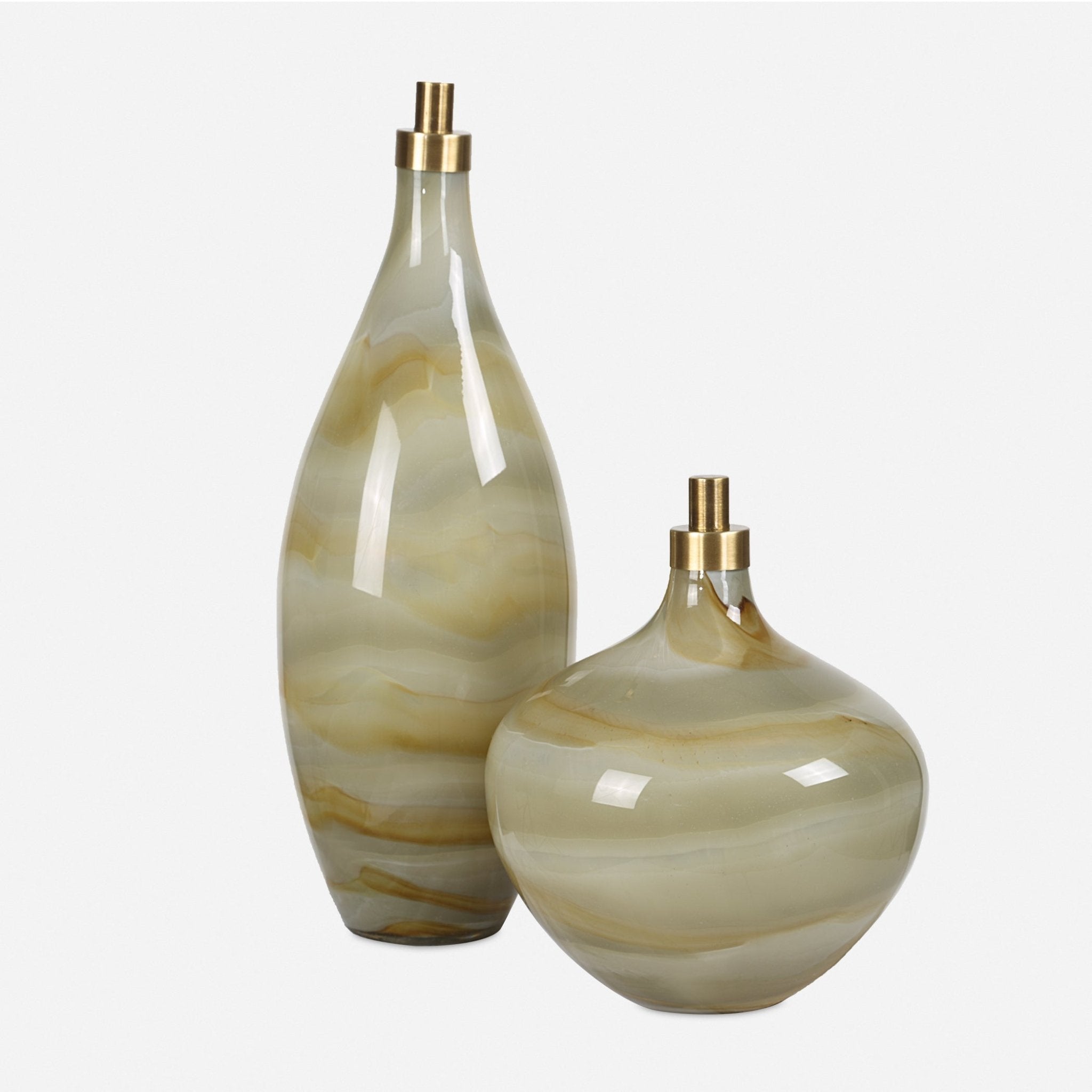 Uttermost Cascade Glass Bottles Set/2 Bowl| Uttermost