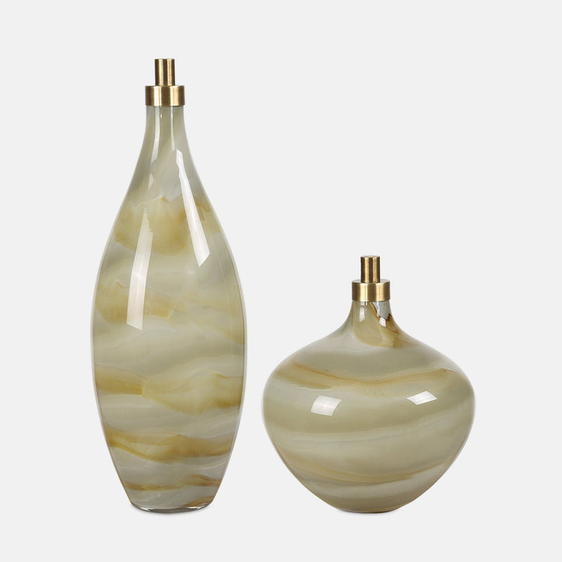 Uttermost Cascade Glass Bottles Set/2 - Al Rugaib Furniture