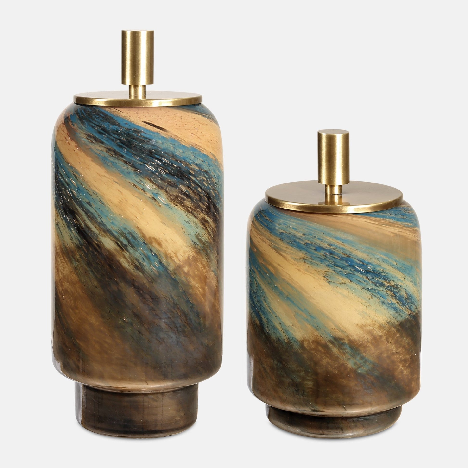 Uttermost Celestial Tide Glass Containers Set/2 Table Decors| Uttermost