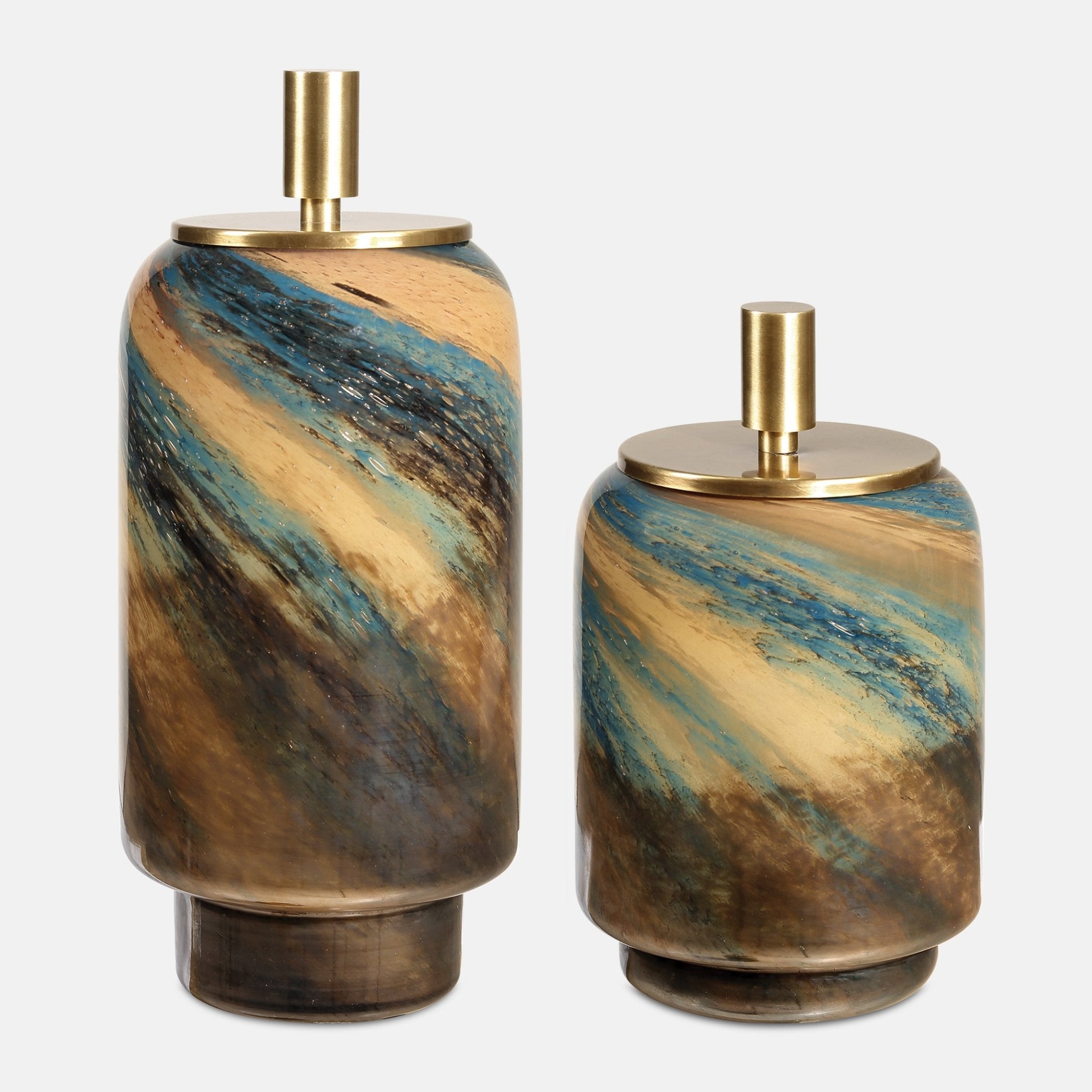 Uttermost Celestial Tide Glass Containers Set/2 Table Decors| Uttermost