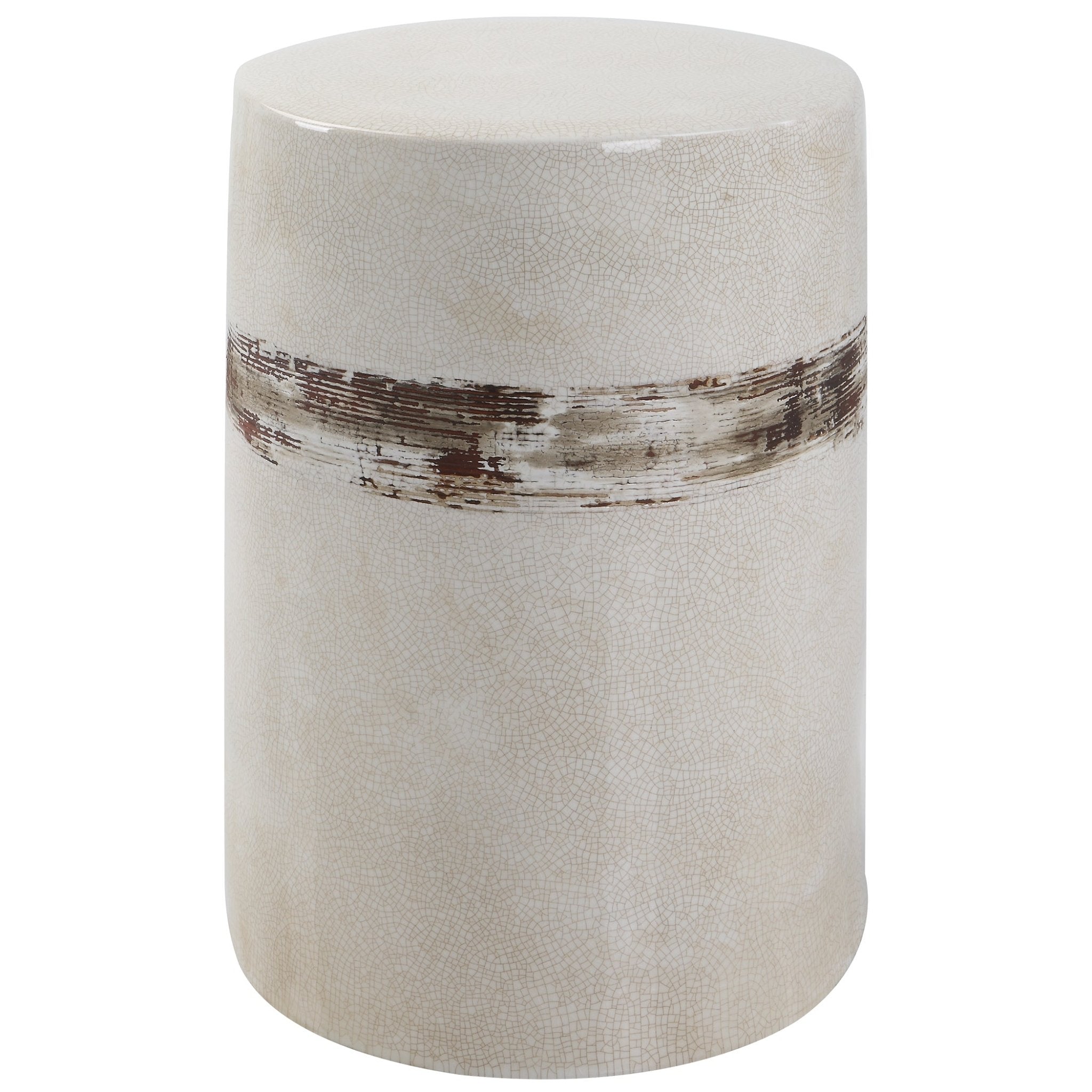 Uttermost Comanche White Ceramic Garden Stool Table Decors| Uttermost