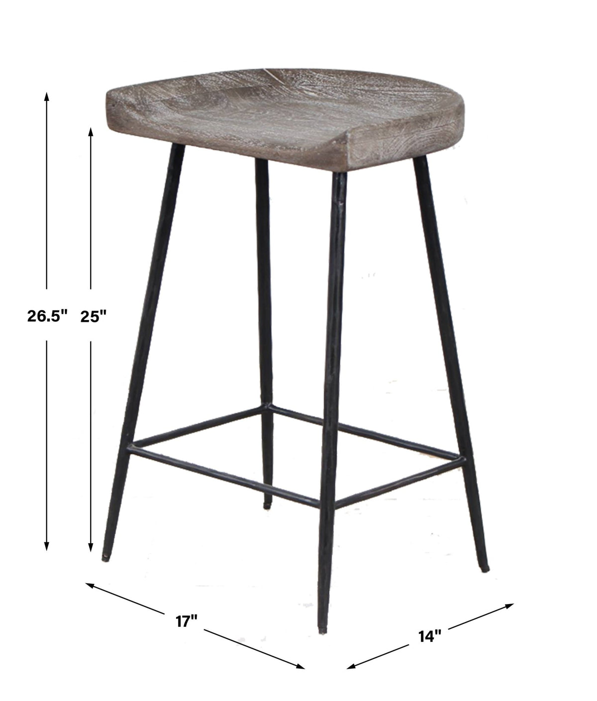 Uttermost Cordova Carved Wood Counter Stool Stools| Uttermost