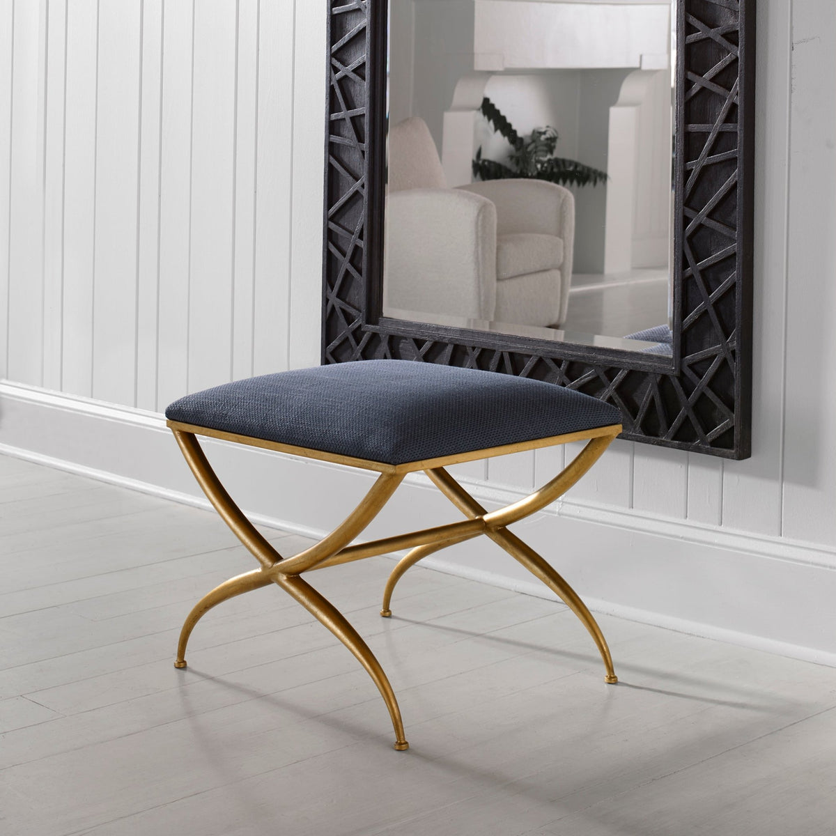 Uttermost Crossing Small Navy Bench Table Decors| Uttermost