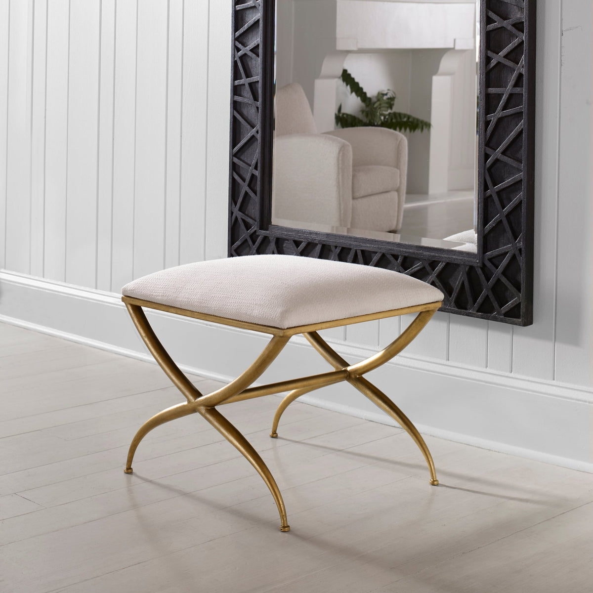 Uttermost Crossing Small White Bench Table Decors| Uttermost