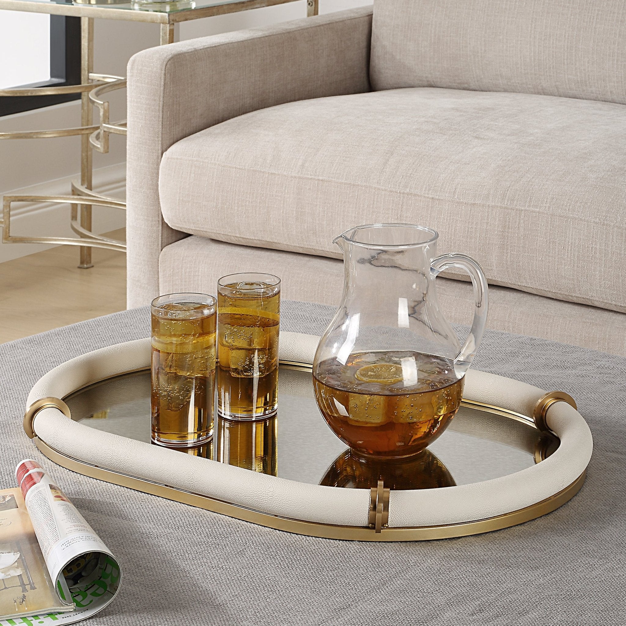Uttermost Cyprus Leather Oval Tray Tray| Uttermost