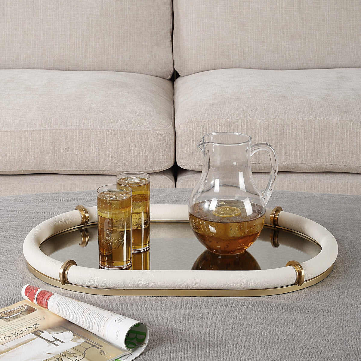 Uttermost Cyprus Leather Oval Tray Tray| Uttermost