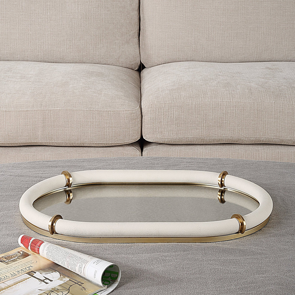 Uttermost Cyprus Leather Oval Tray Tray| Uttermost