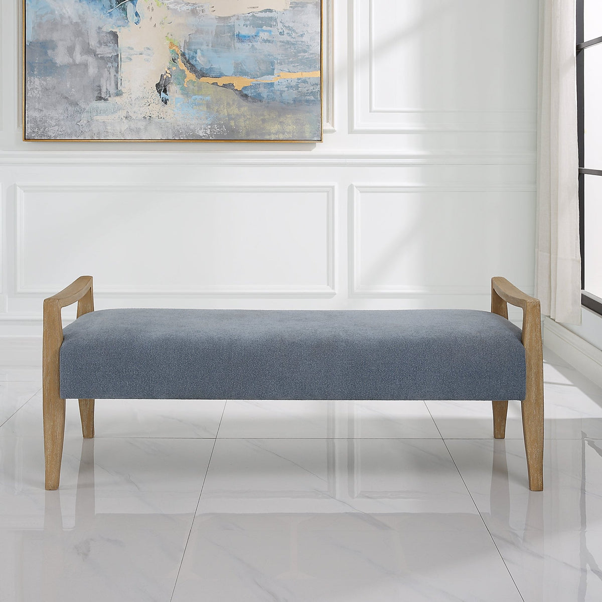 Uttermost Daylight Sky Blue Bench Table Decors| Uttermost