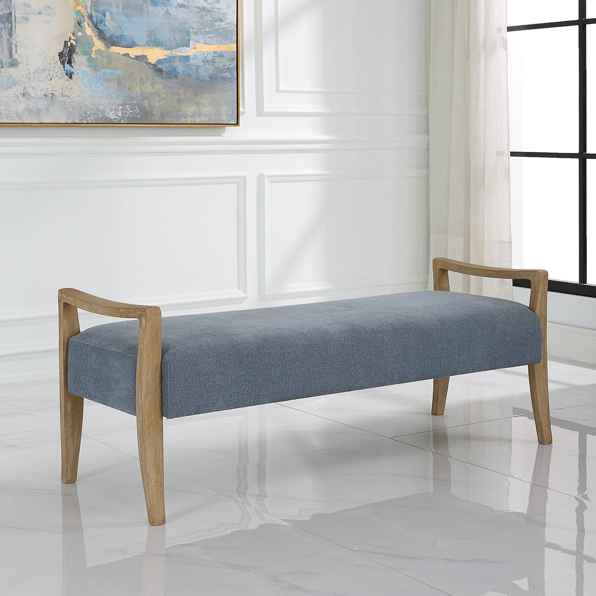 Uttermost Daylight Sky Blue Bench Table Decors| Uttermost