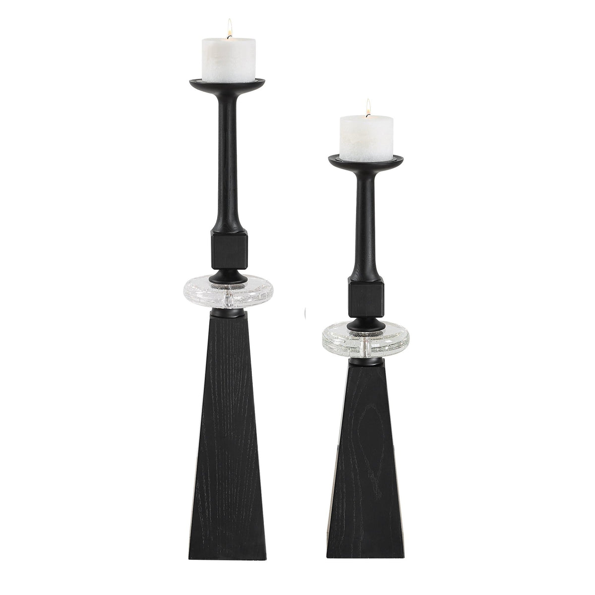 Uttermost Ebon Glow Floor Candleholders Set/2 Candle Holders| Uttermost