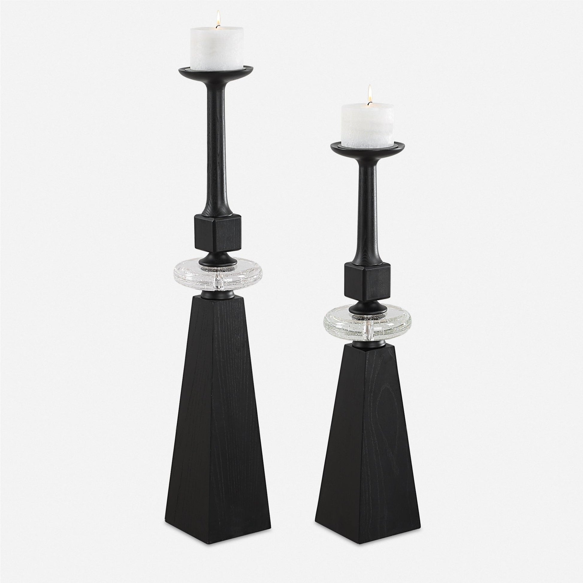 Uttermost Ebon Glow Floor Candleholders Set/2 Candle Holders| Uttermost