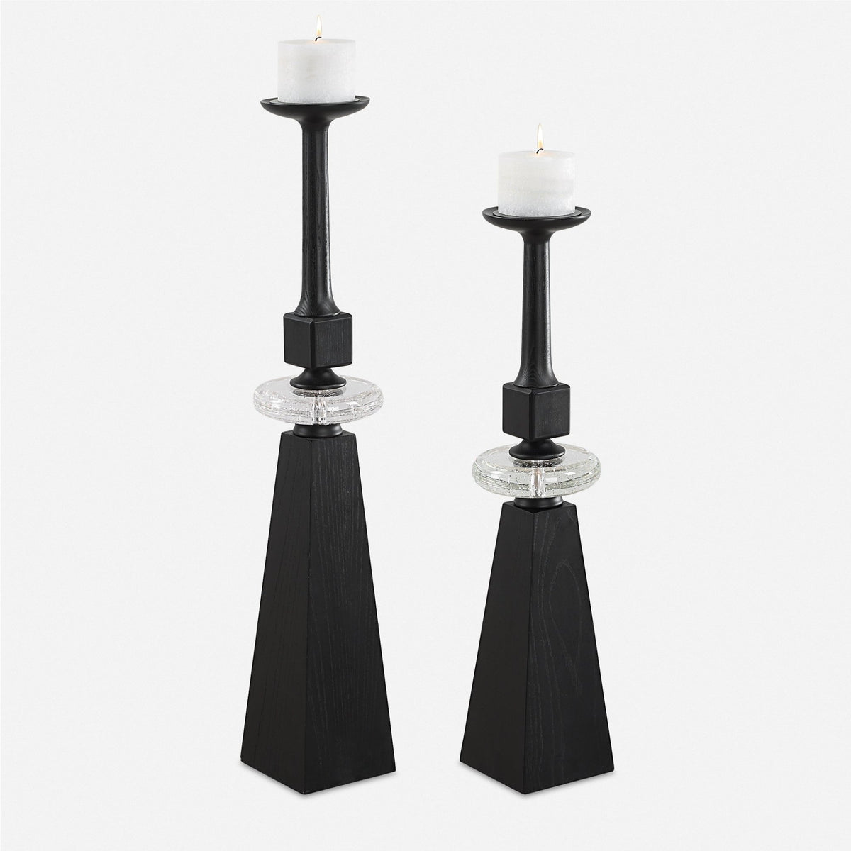 Uttermost Ebon Glow Floor Candleholders Set/2 Candle Holders| Uttermost