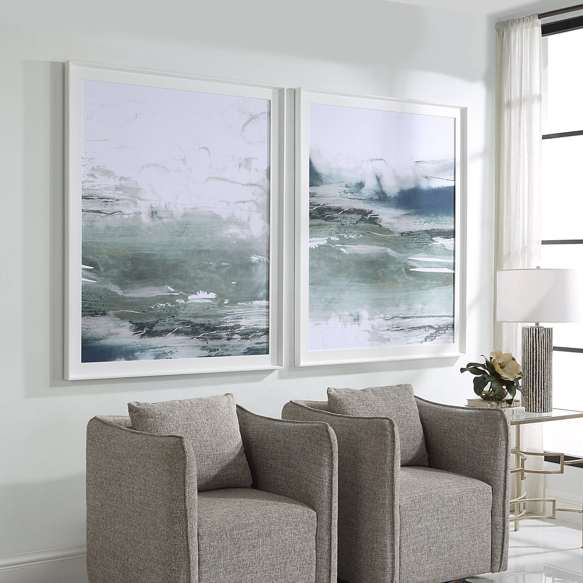 Uttermost Emerald Daze Abstract Prints, Set/2 Paintings & Pictures| Uttermost