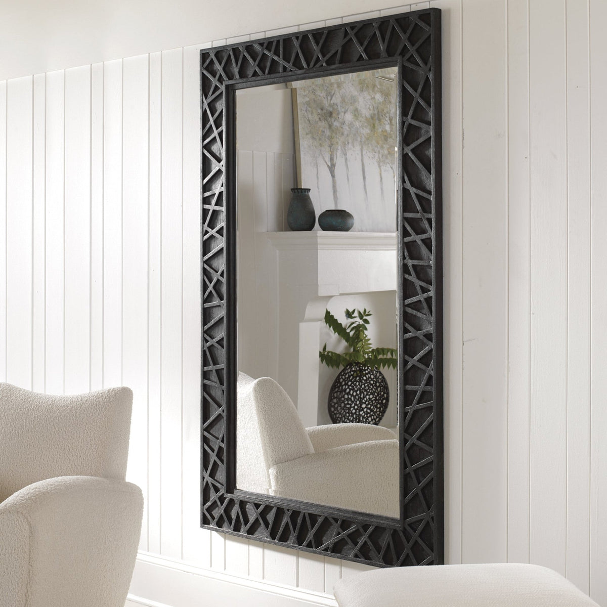 Uttermost Everest Satin Black Mirror Mirrors| Uttermost