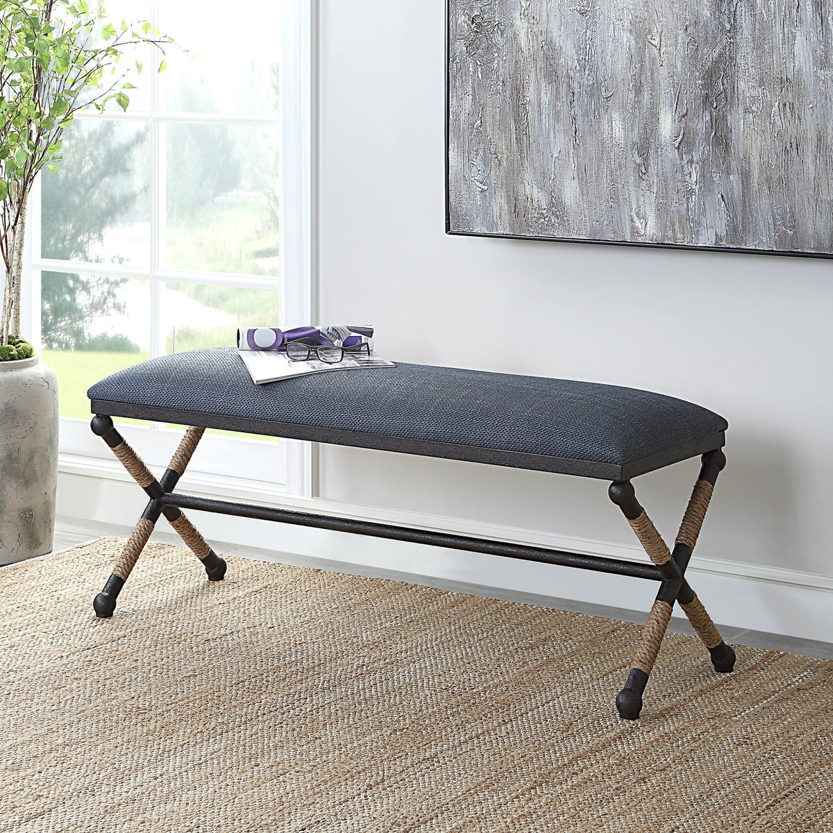Uttermost Firth Rustic Navy Bench Benches| Uttermost