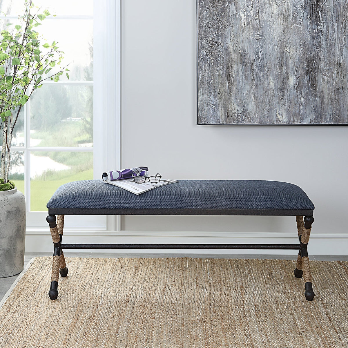 Uttermost Firth Rustic Navy Bench Benches| Uttermost