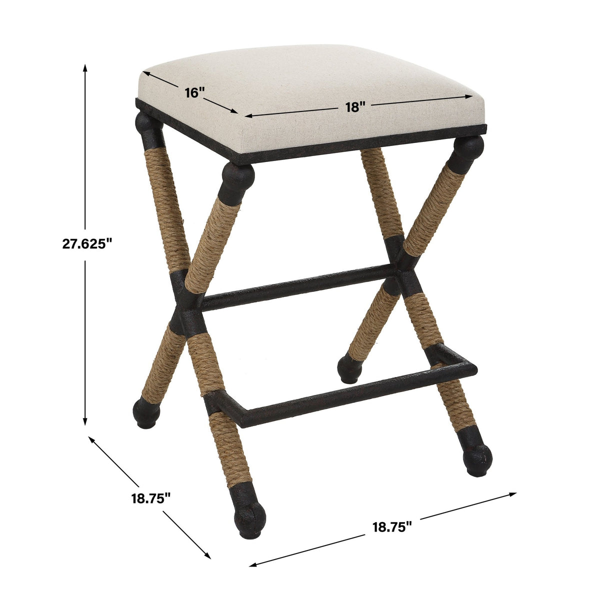 Uttermost Firth Rustic Oatmeal Counter Stool Stools| Uttermost