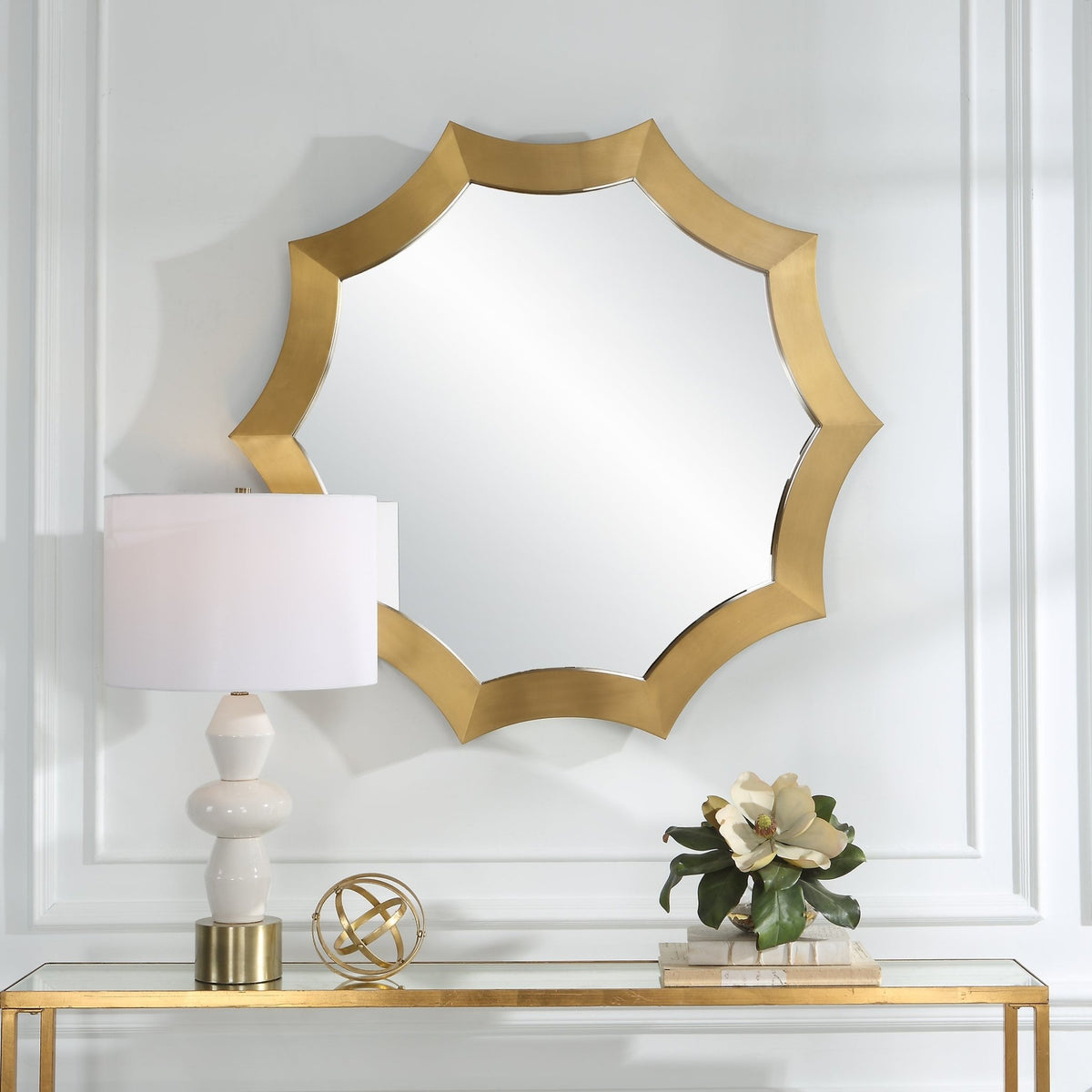 Uttermost Flare Brushed Brass Round Mirror Mirrors| Uttermost