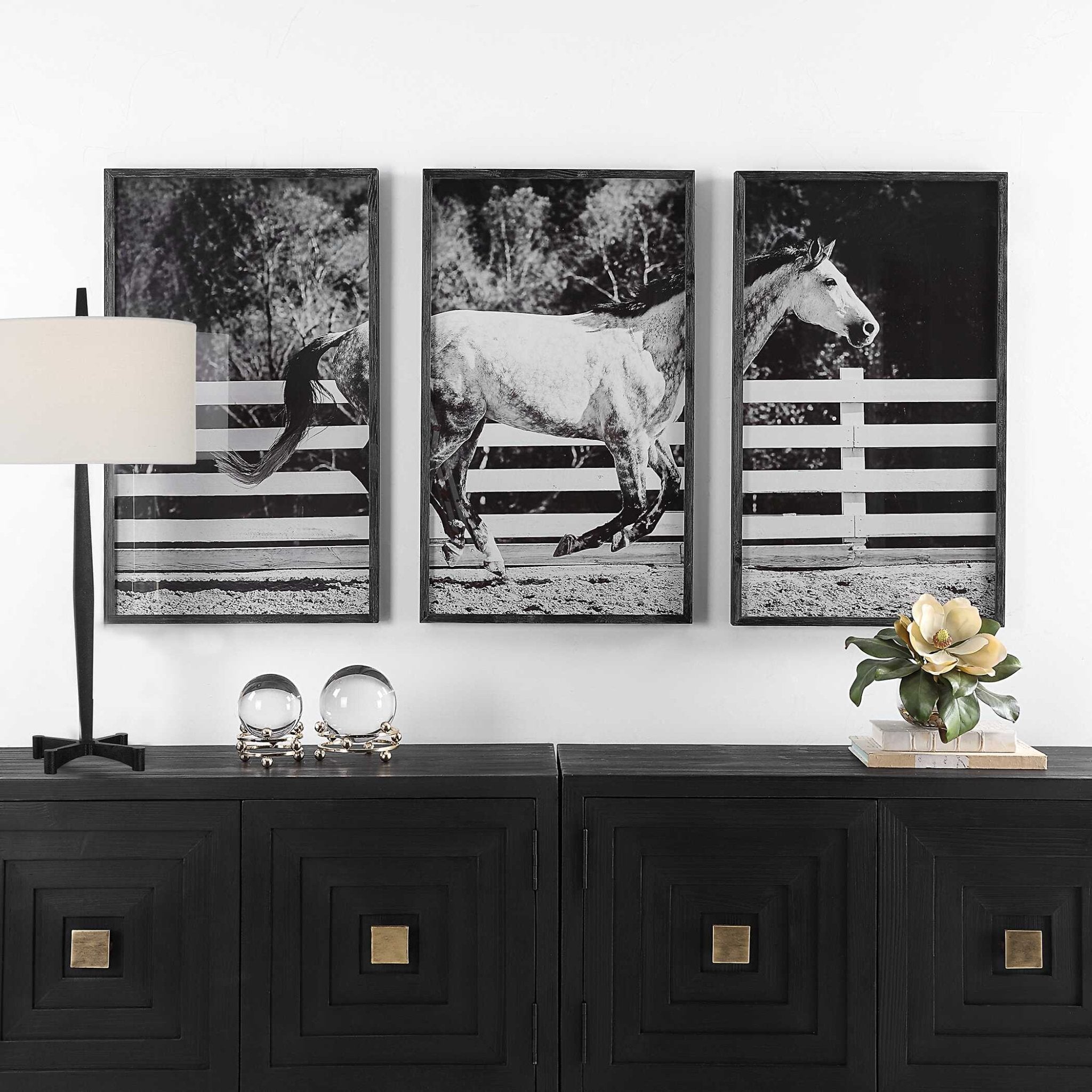 Uttermost Galloping Forward Equine Prints, Set/3 Wall Art| Uttermost