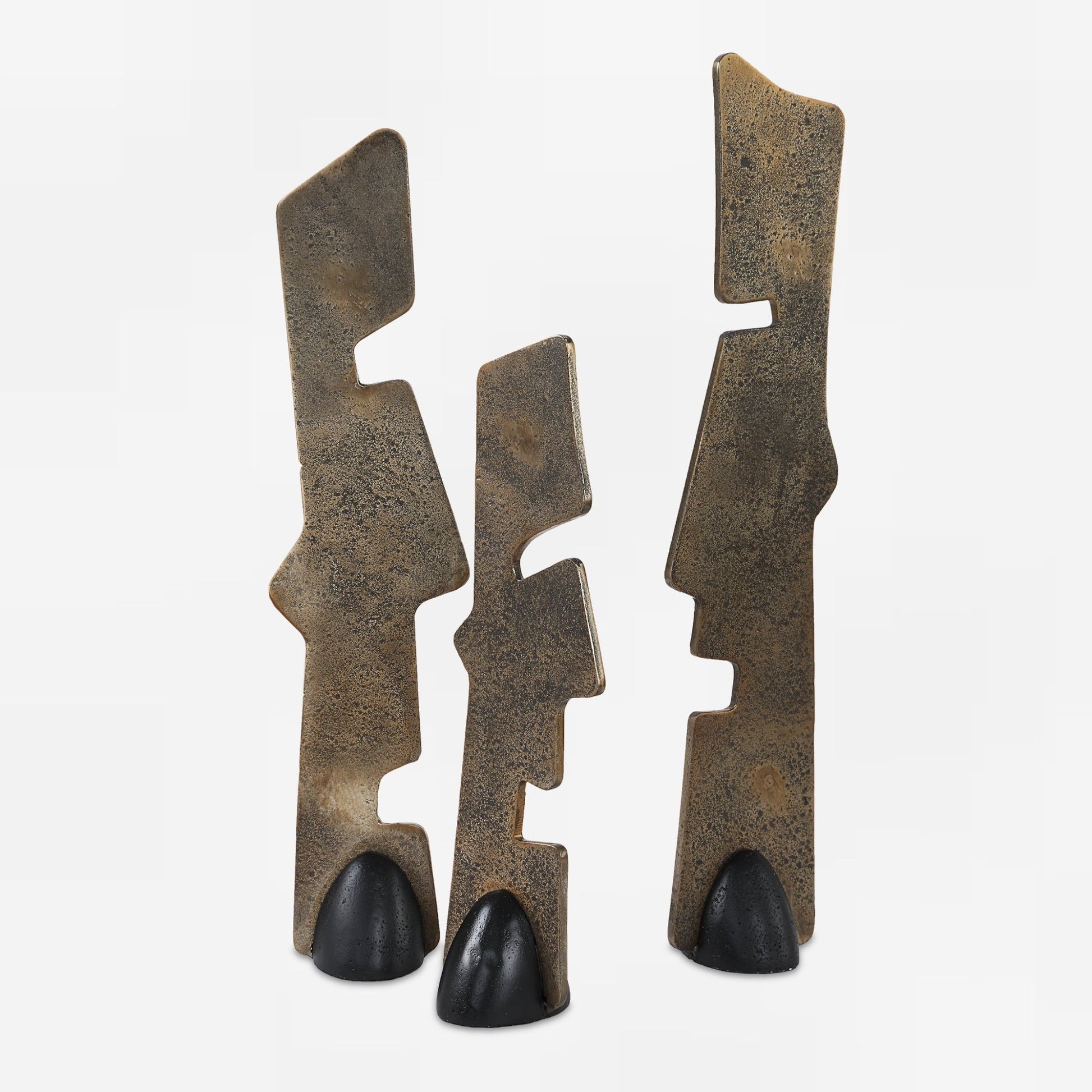 Uttermost Geometric Echoes Bronze Sculptures Set/3 Table Decors| Uttermost