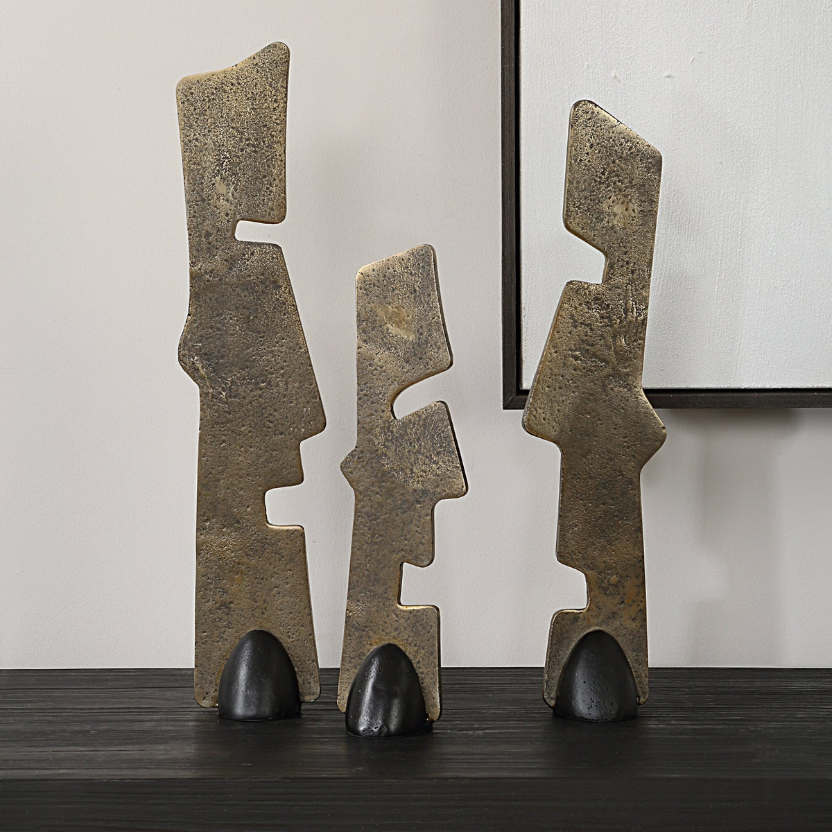 Uttermost Geometric Echoes Bronze Sculptures Set/3 Table Decors| Uttermost