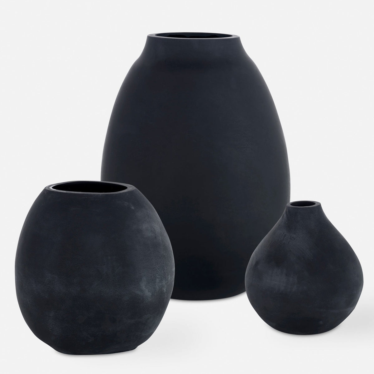 Uttermost Hearth Matte Black Vases, Set/3 Vases and Jars| Uttermost